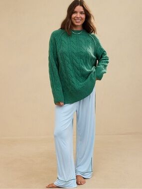 Aerie | Unreal Deep Green Chunky Knit Pullover Sweater